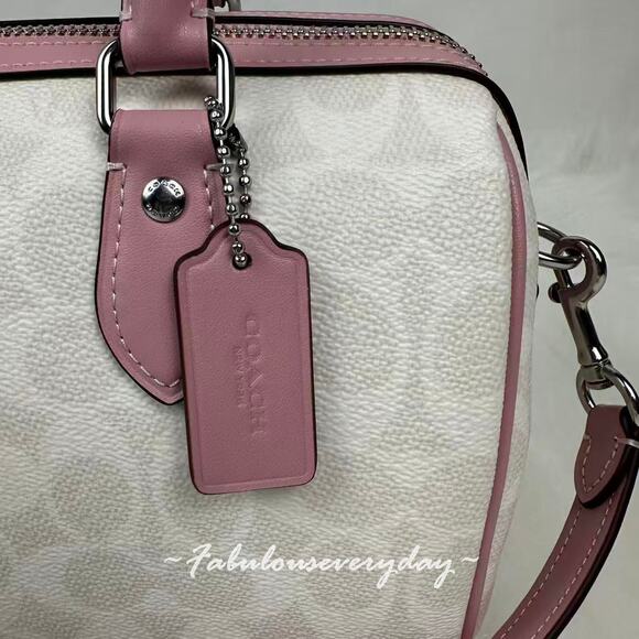 Coach Rowan Satchel Crossbody Bag In Signature Canvas/Chalk/Carnation CV961 NWT - Picture 5 of 9